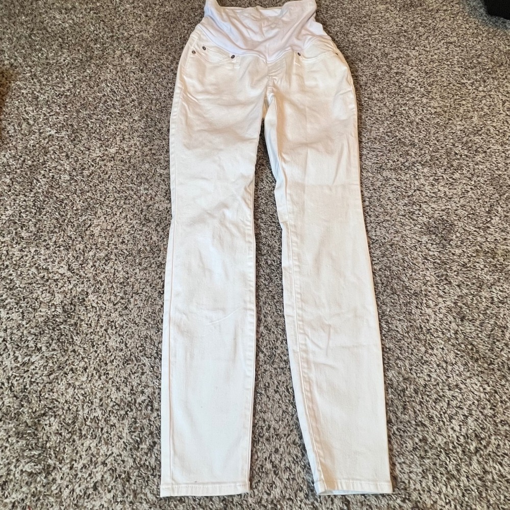 Gap Maternity White Skinny Jeans Full Panel Size 27 4R Denim Pants